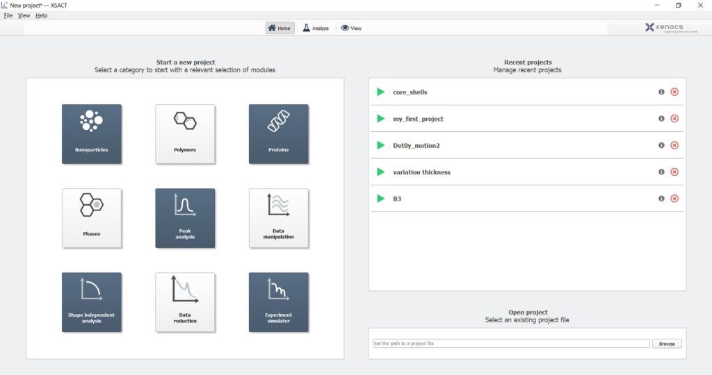 XSACT main screen